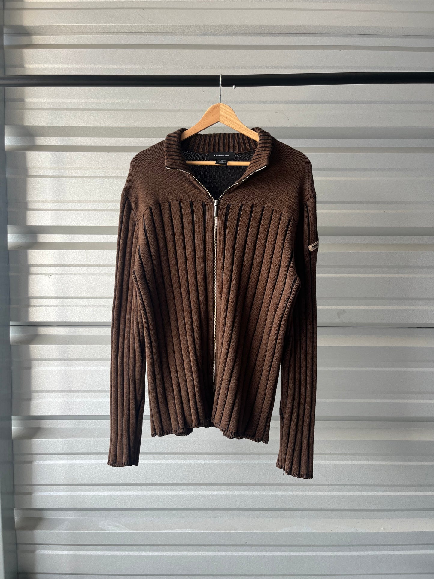 Vintage Calvin Klein Brown Ribbed Sweater - Large