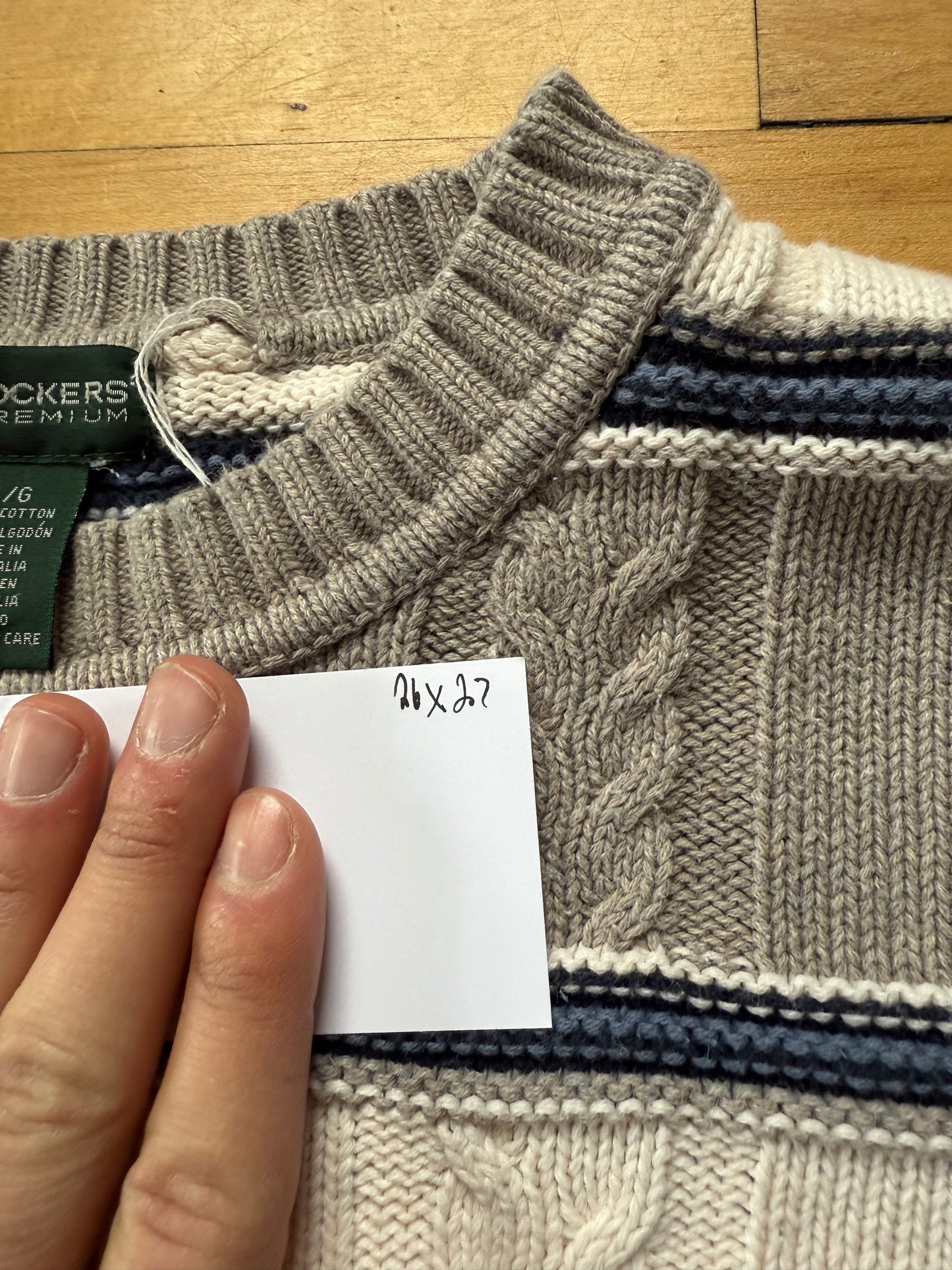 90s Dockers Gray & Blue Striped Sweater - Large