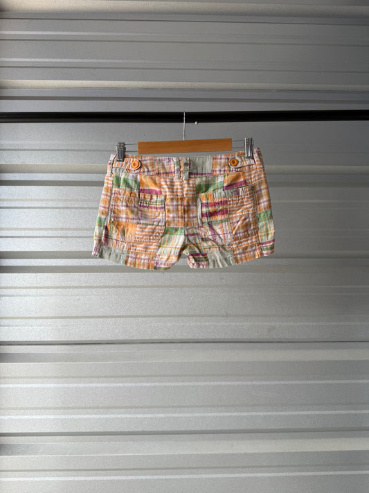Vintage Arizona Plaid Patchwork Mini Shorts - Size 1