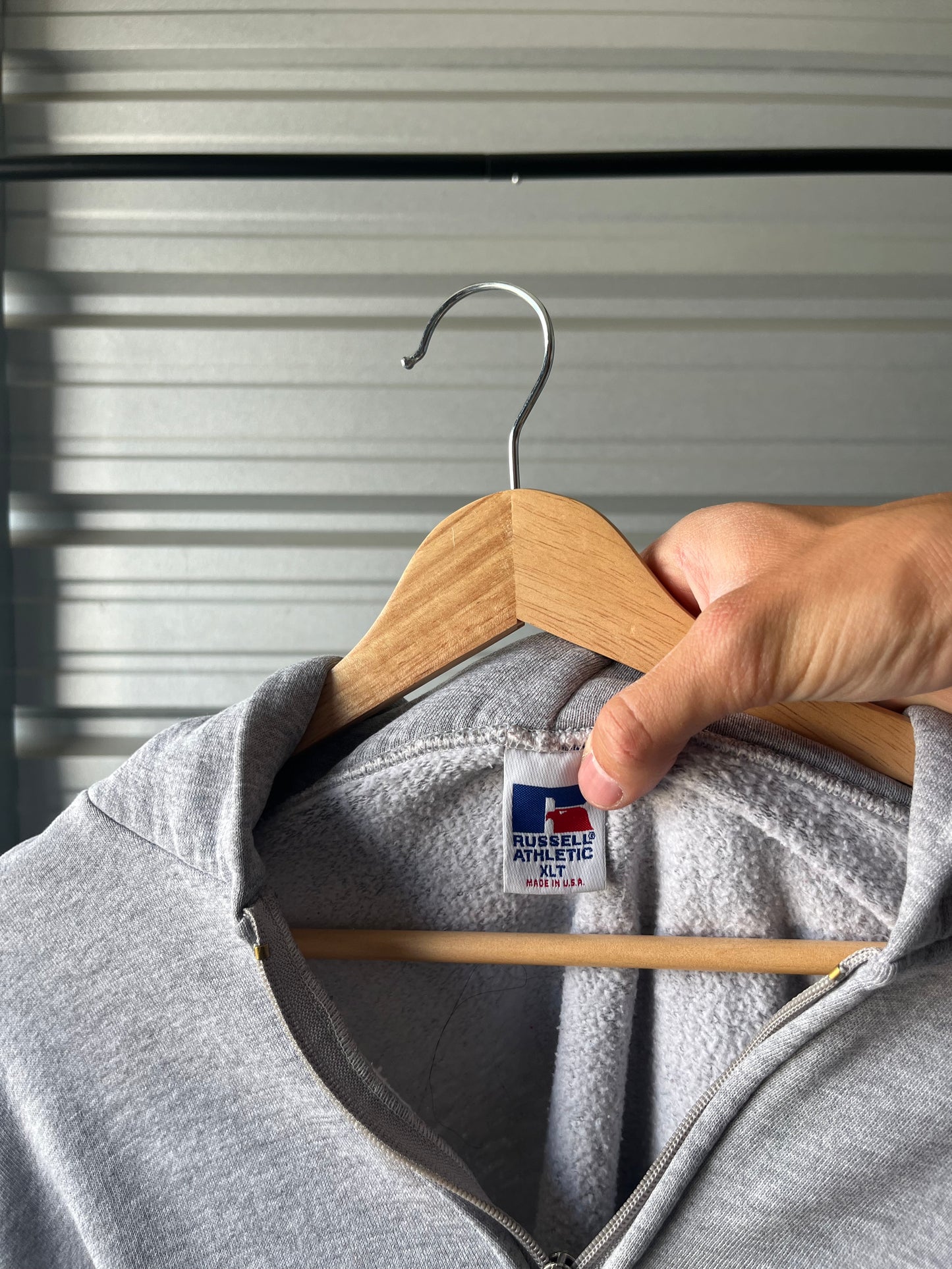 Vintage Russell Athletic Gray Zip Hoodie - XL
