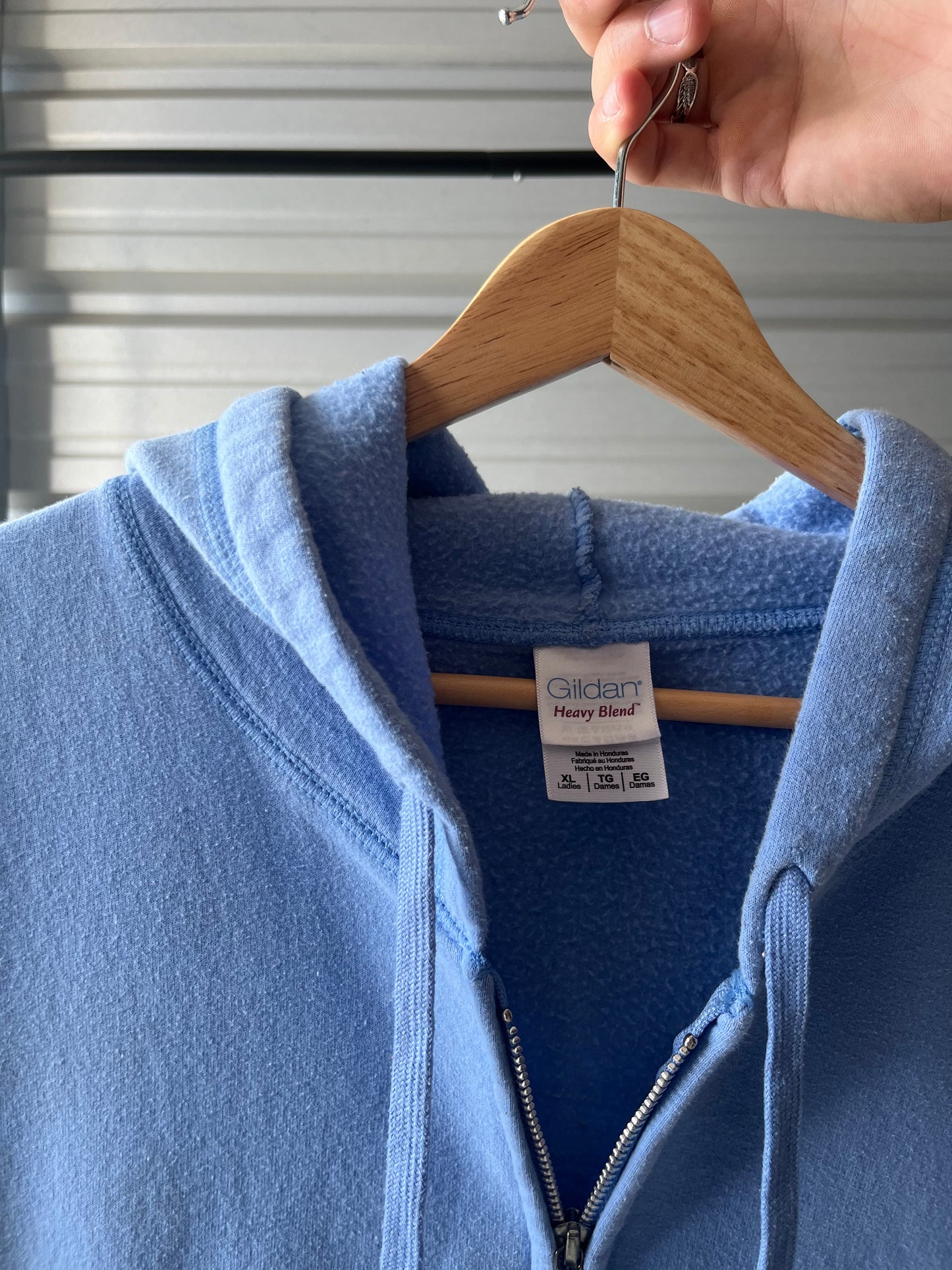 Vintage Baby Blue Zip Hoodie - Large