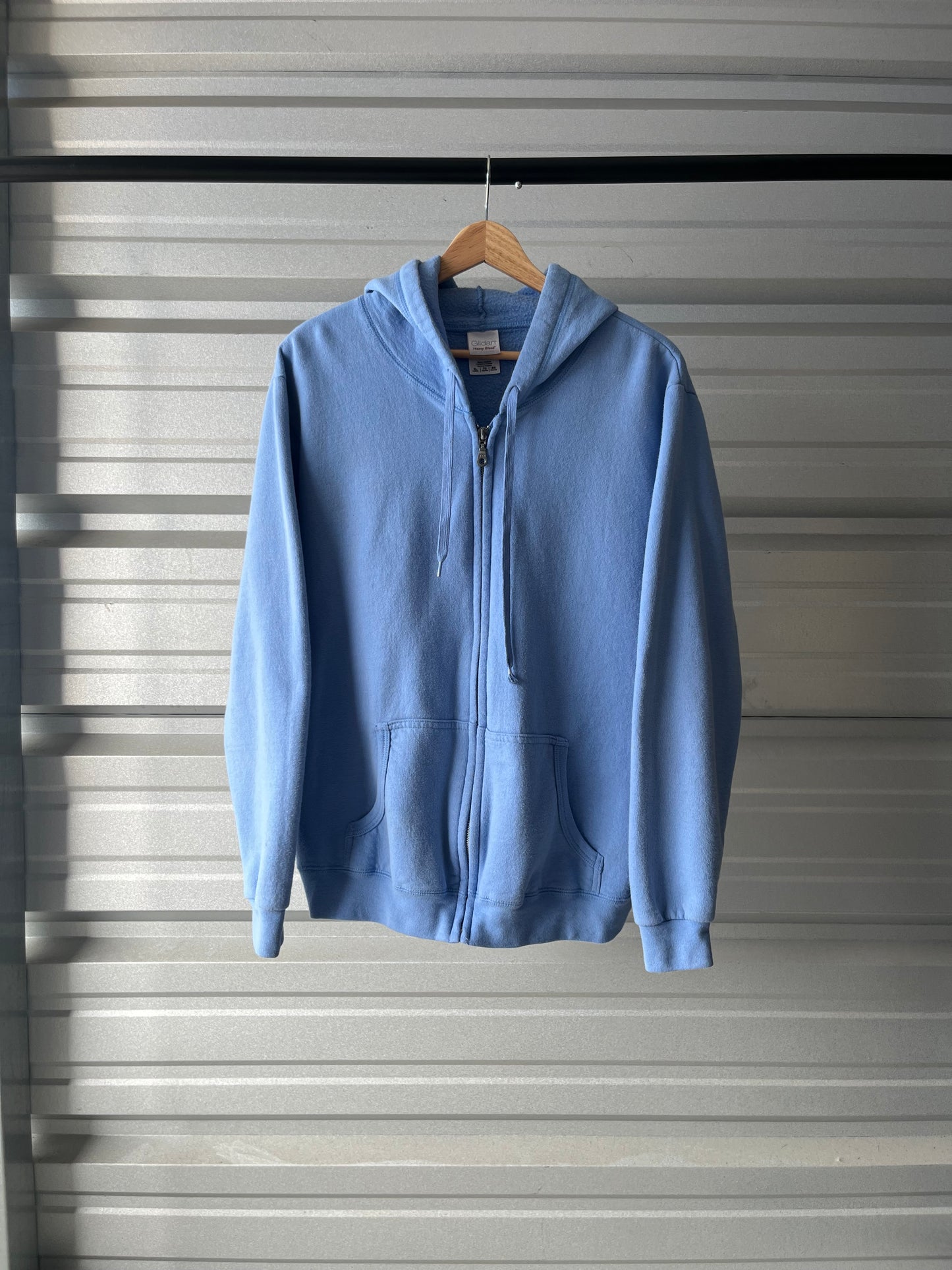Vintage Baby Blue Zip Hoodie - Large