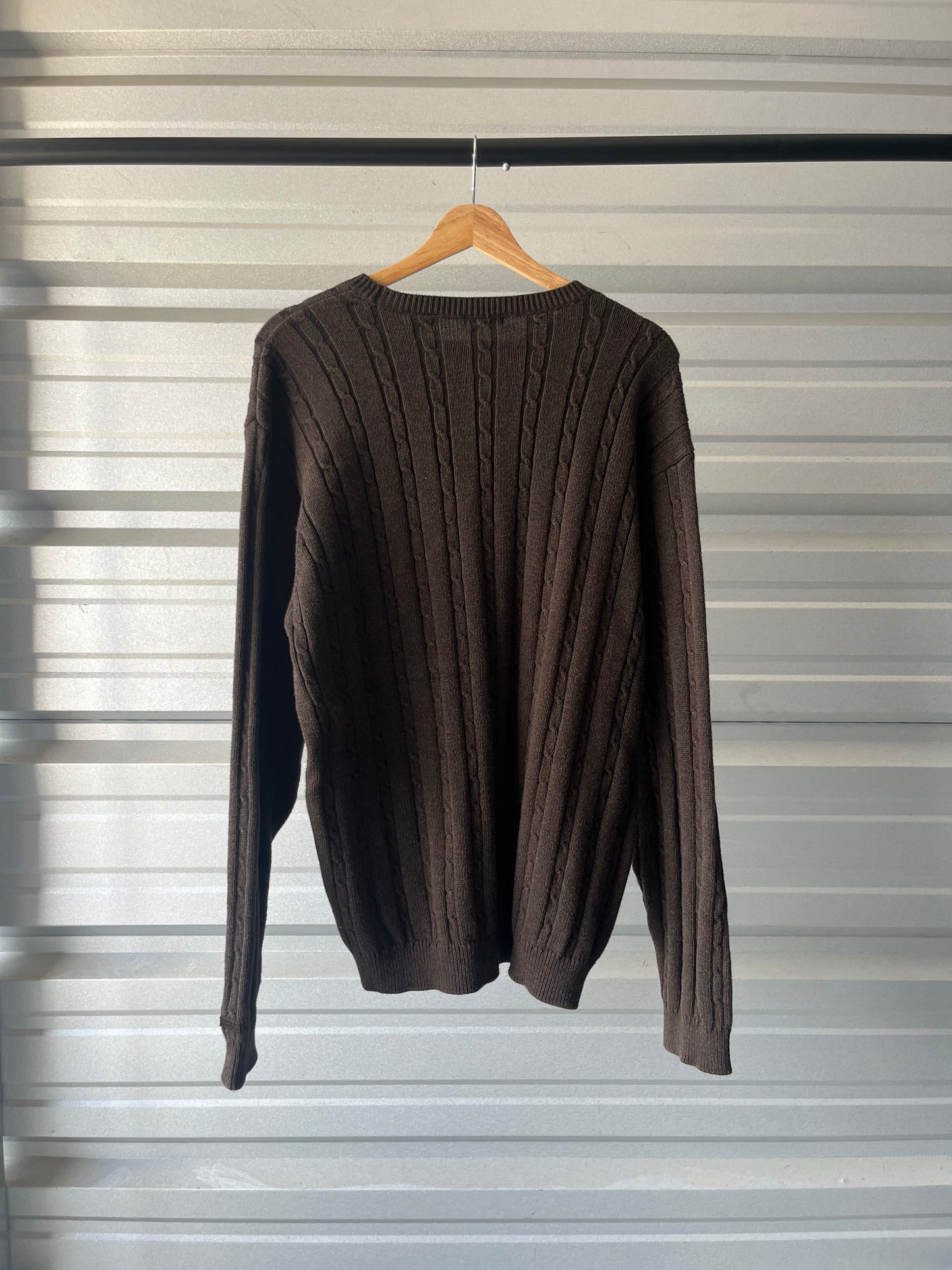 Vintage Brown Cable-knit Sweater - Large