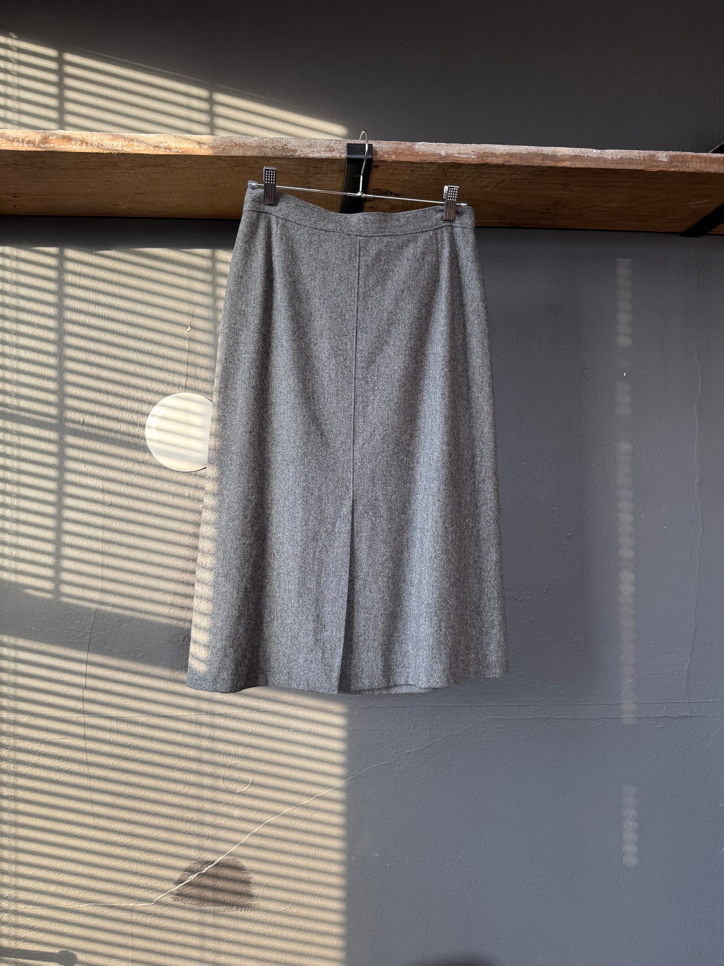 Vintage Gray Wool Pleated Skirt -