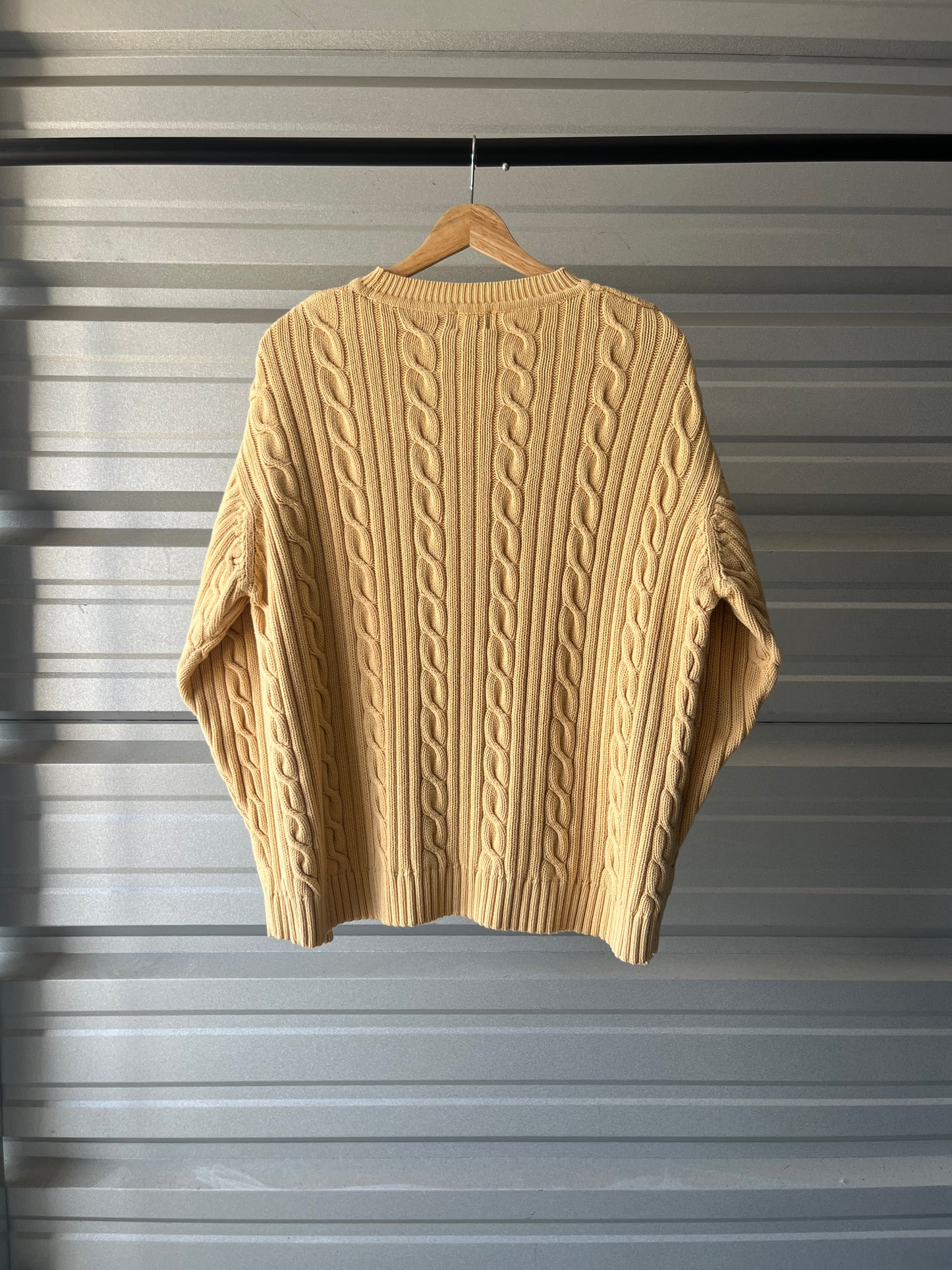 Vintage Yellow Cable Knit Sweater - XL