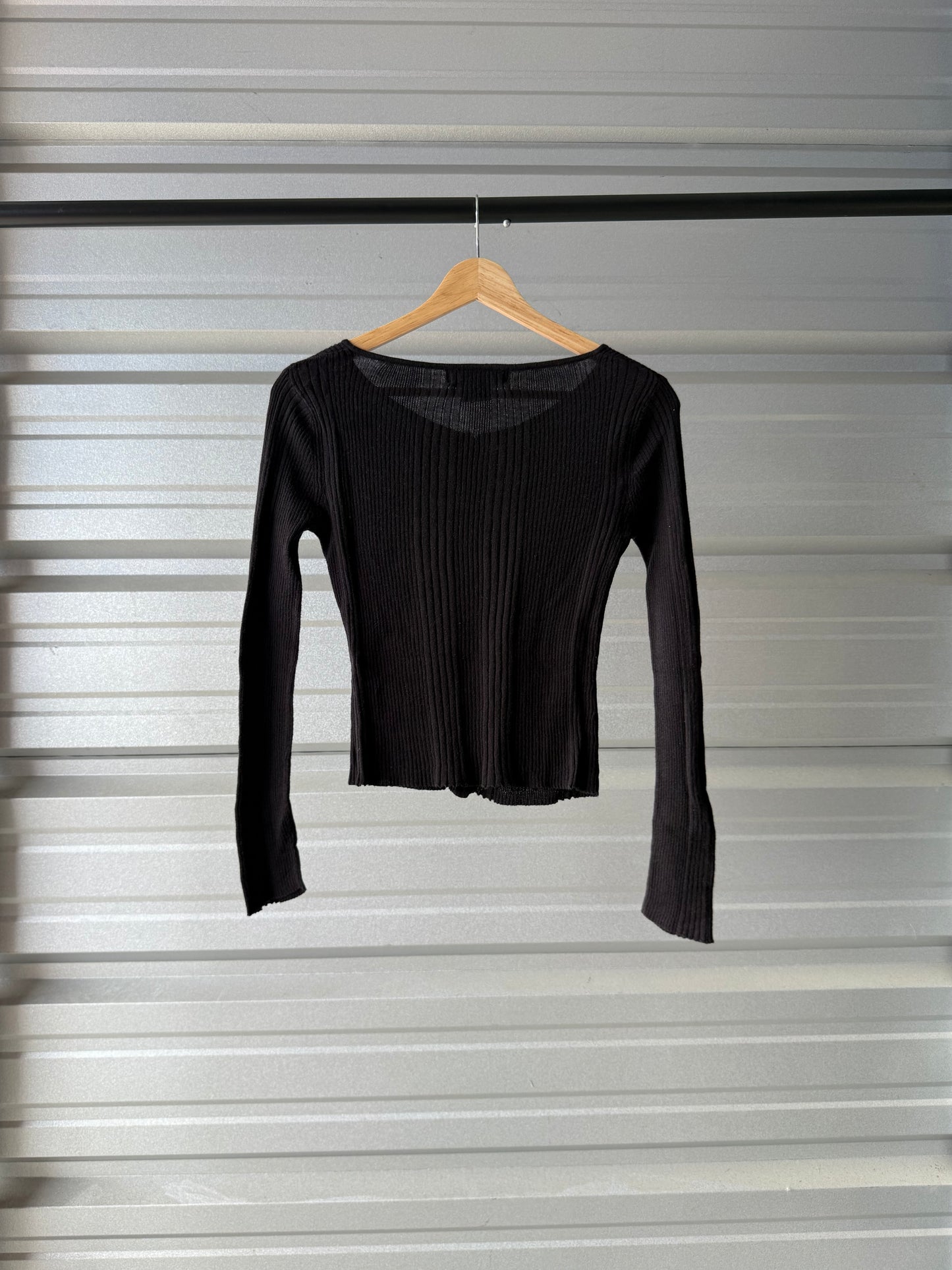 Vintage Black Cardigan Sweater Top - Small