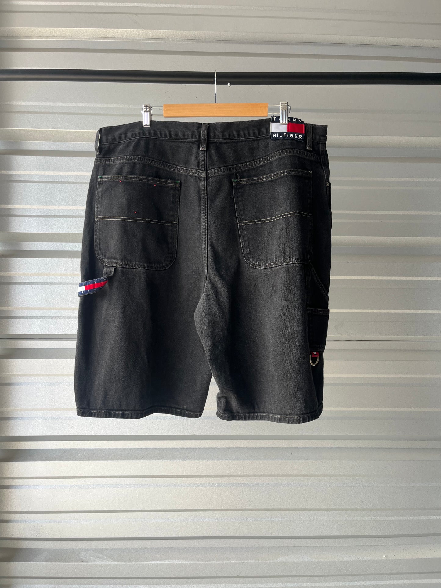 Vintage Tommy Hilfiger Black Baggy Denim Shorts - 42