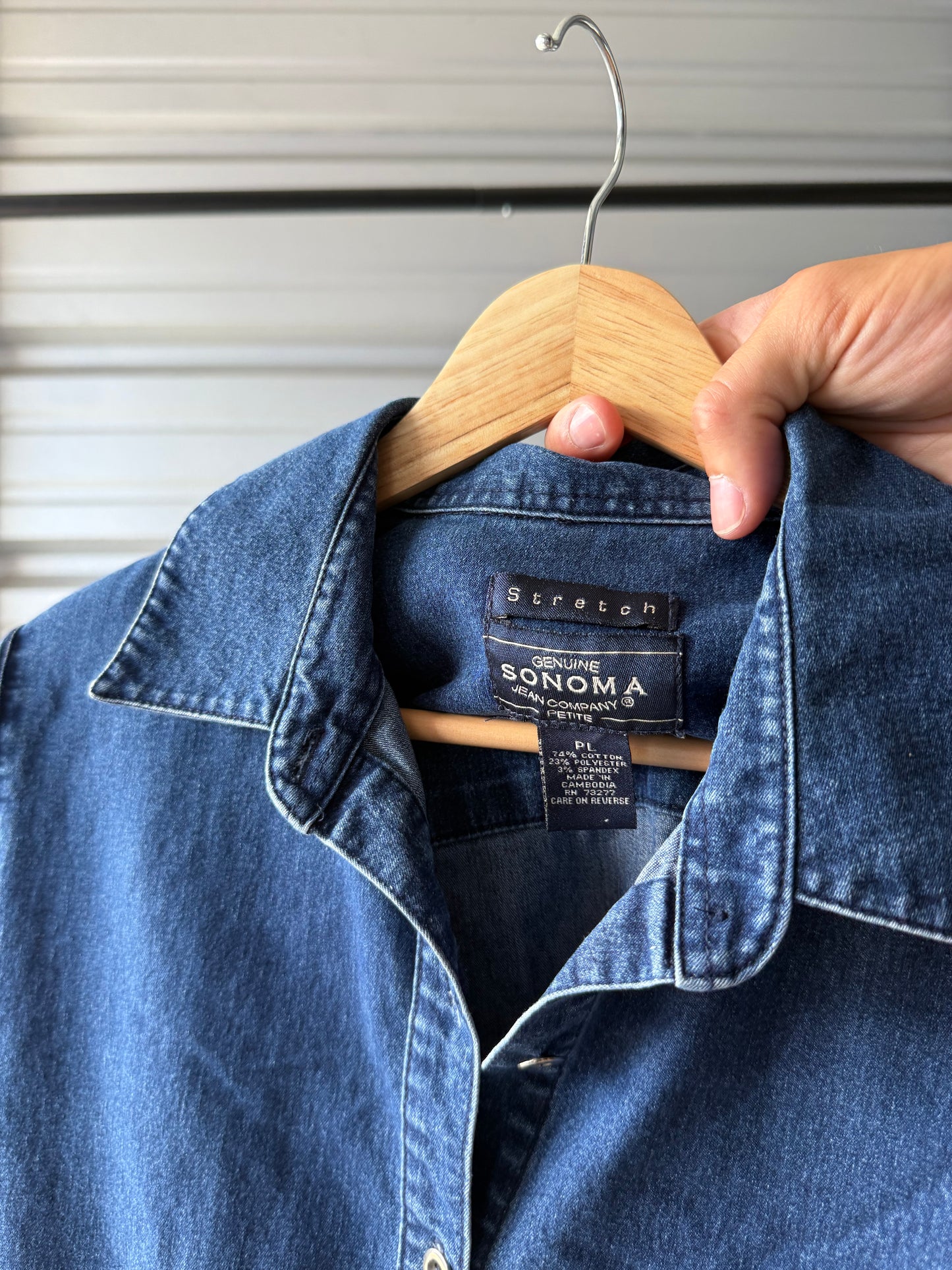 Vintage Sonoma Denim Button Down Shirt - Petite Large