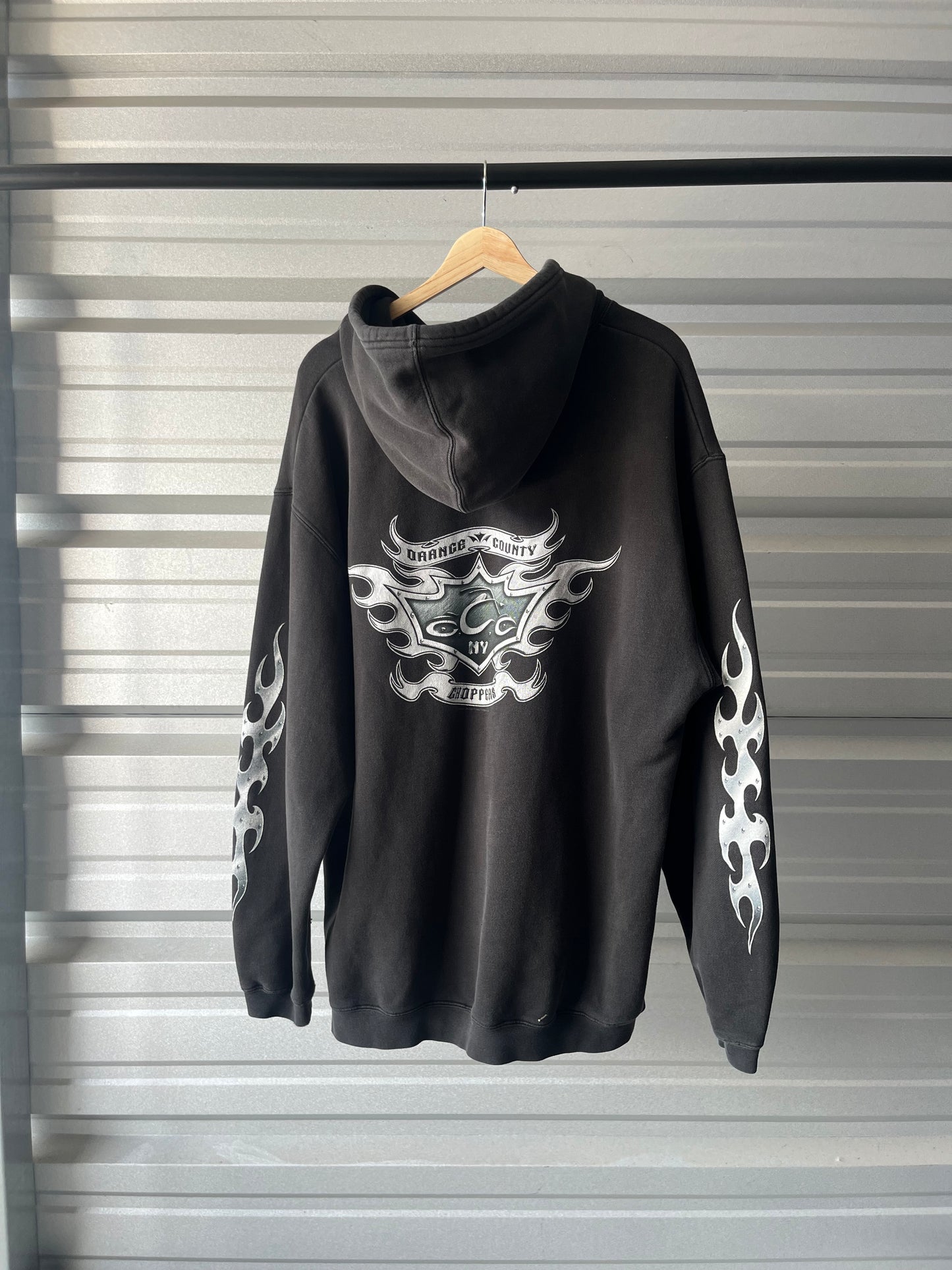 Vintage Orange County Choppers Chrome Flames Hoodie - XL