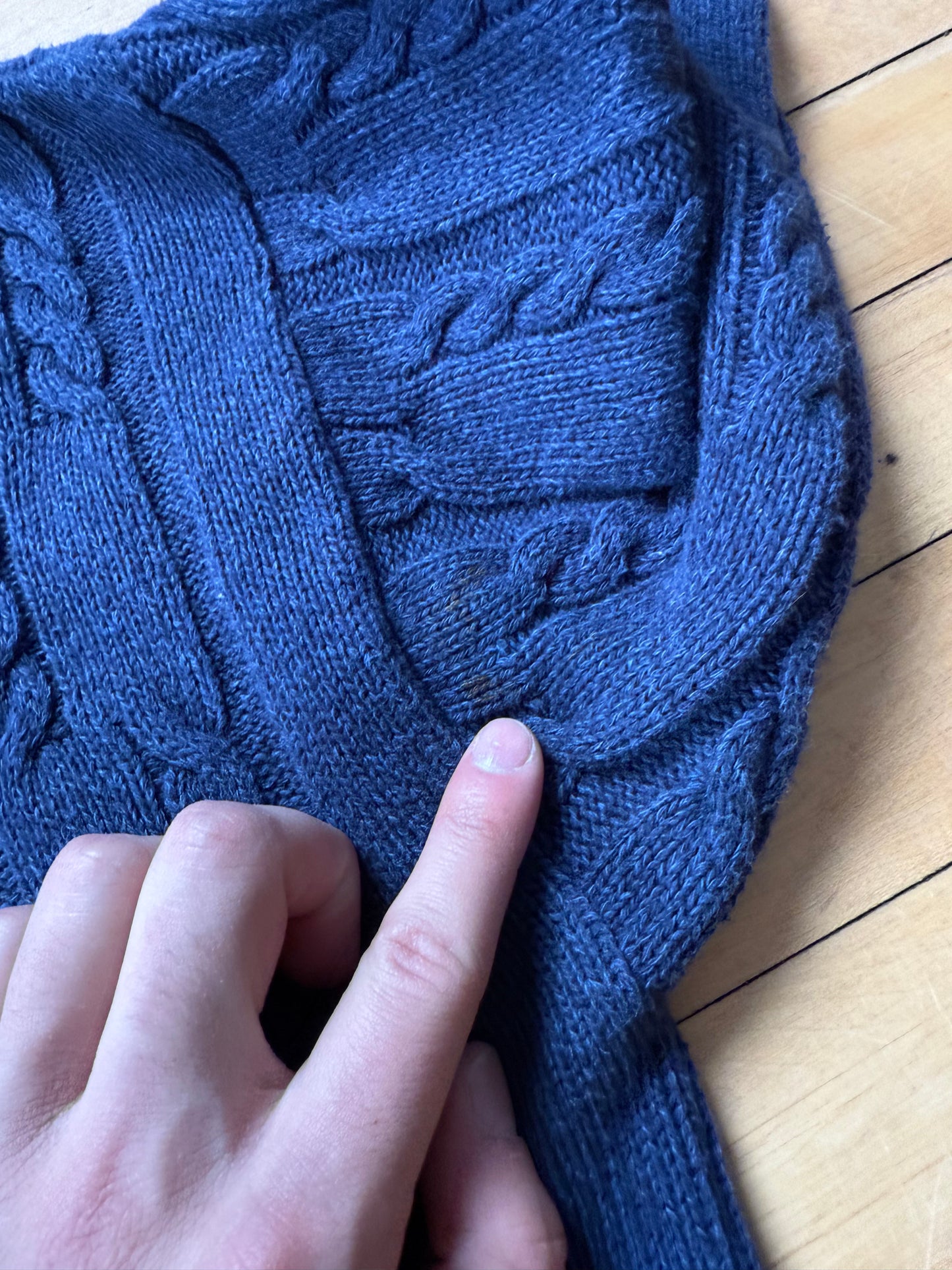 90s Chaps Ralph Lauren Blue Cable Knit Sweater - XXL