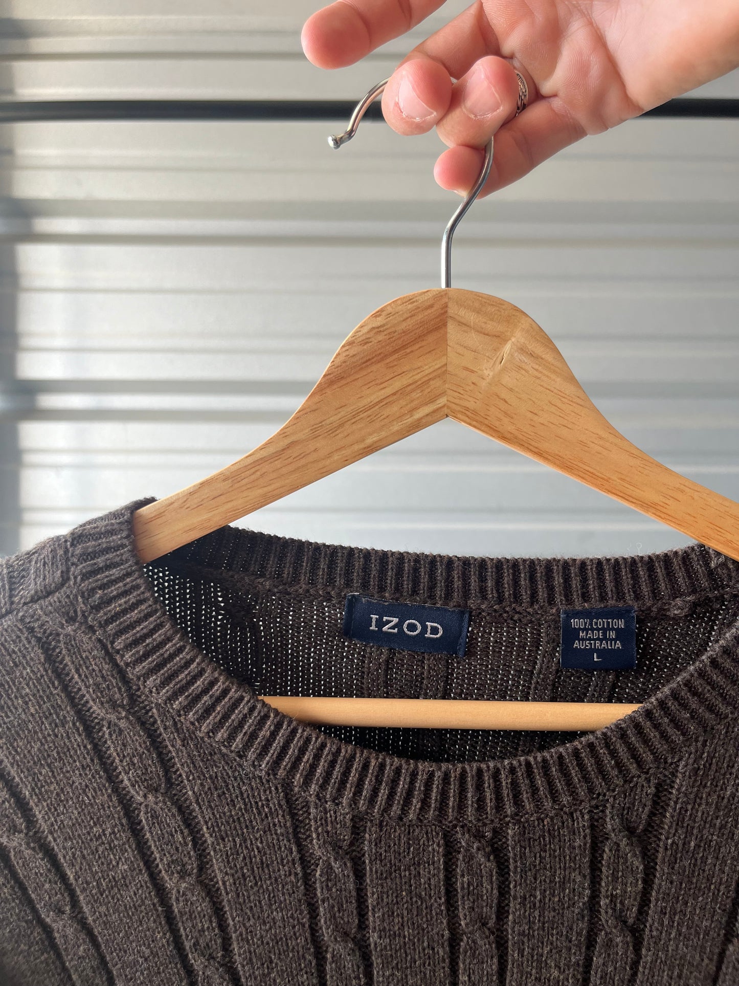 Vintage Brown Cable-knit Sweater - Large
