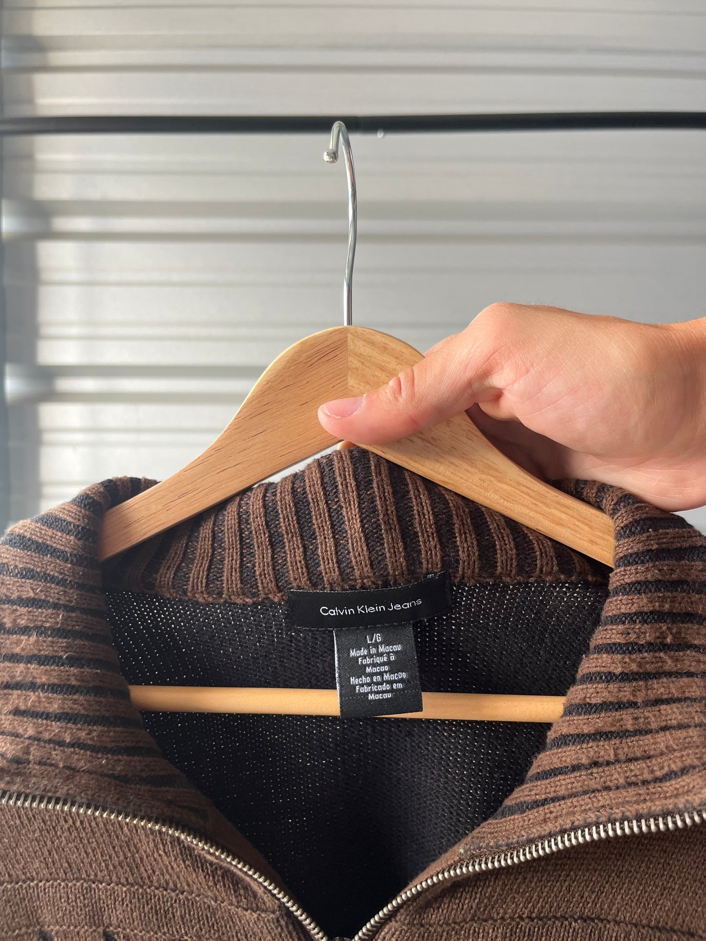 Vintage Calvin Klein Brown Ribbed Sweater - Large