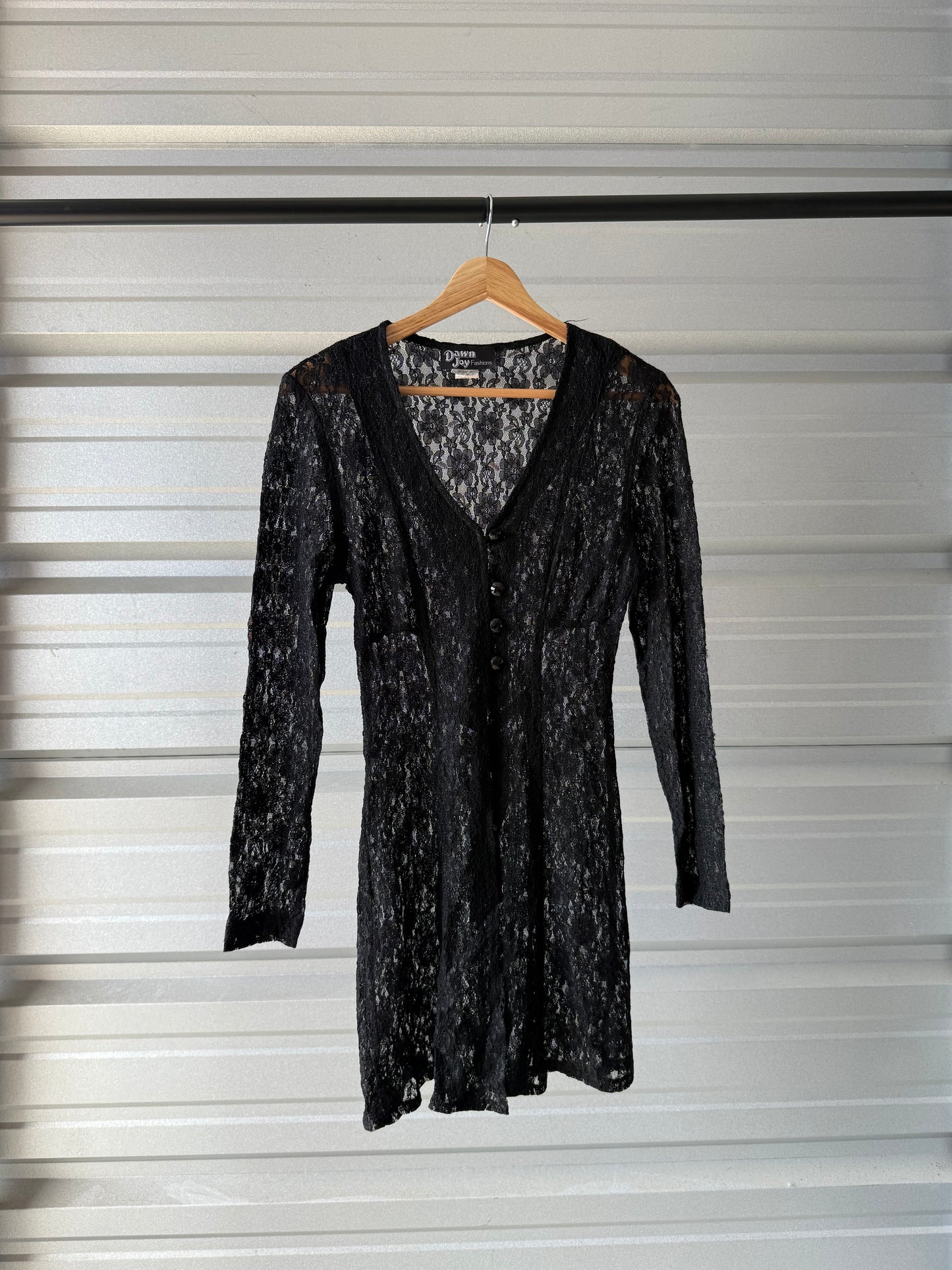 Vintage Dawn Joy Sheer Floral Corset Lace Back Dress - Size 7