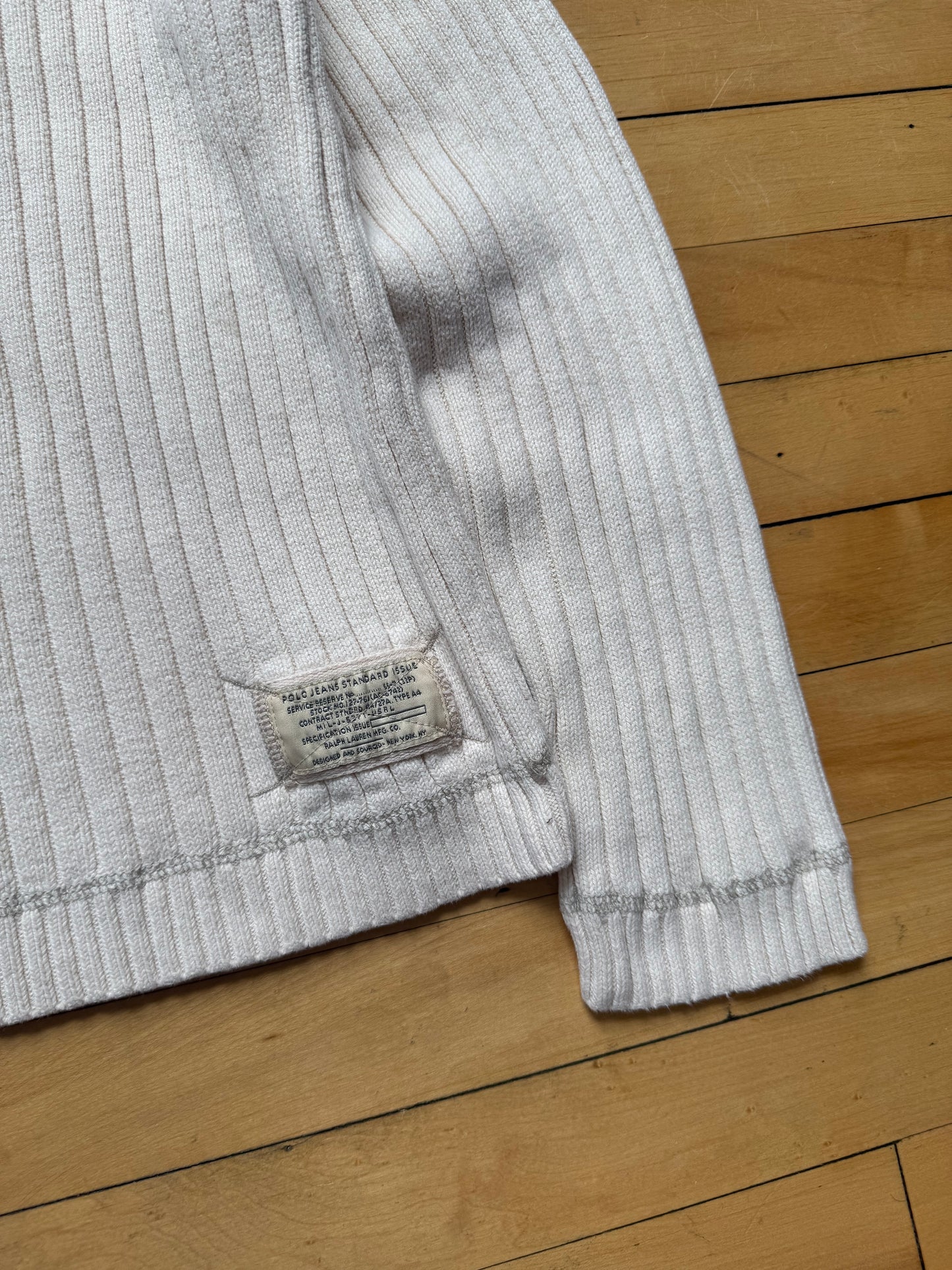 00s Polo Jeans White Ribbed Sweater - Medium