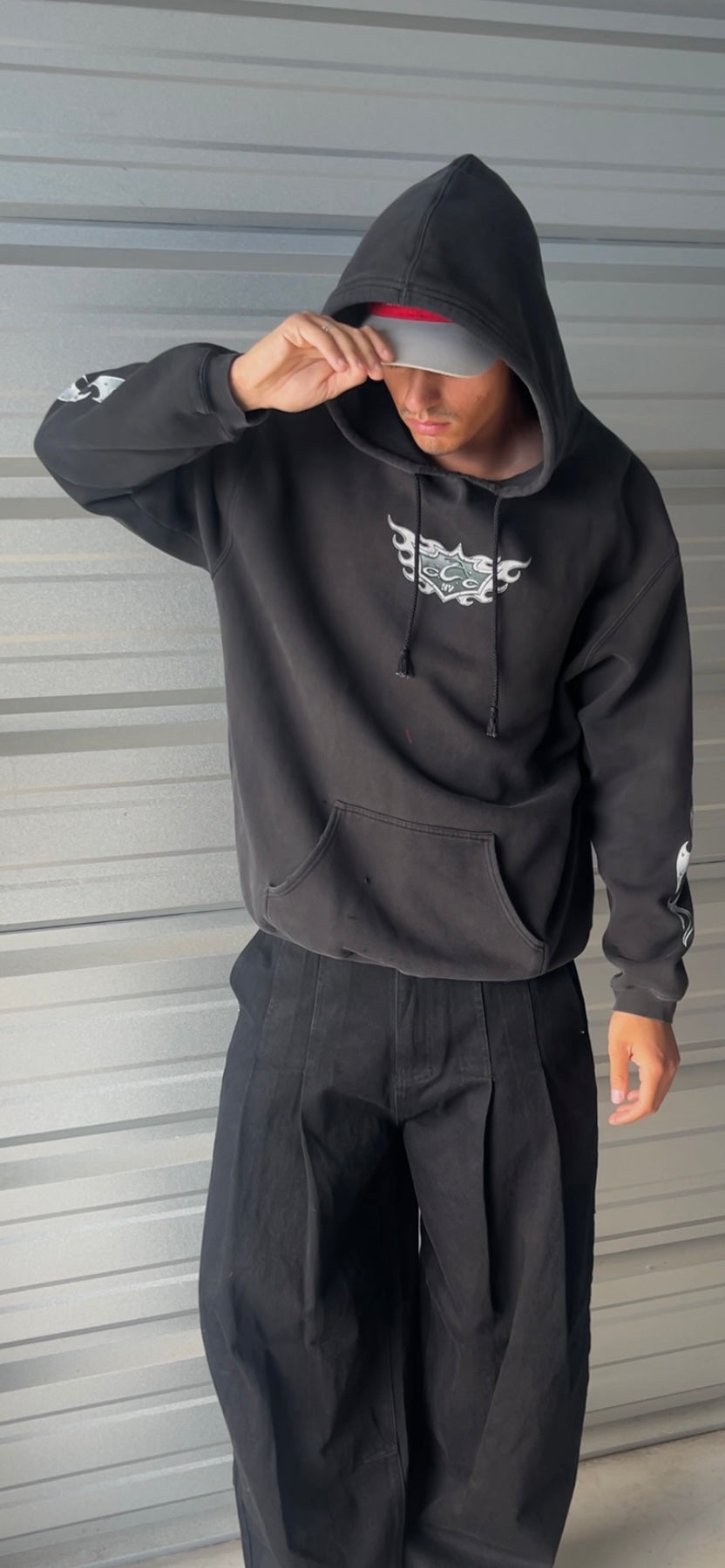 Vintage Orange County Choppers Chrome Flames Hoodie - XL