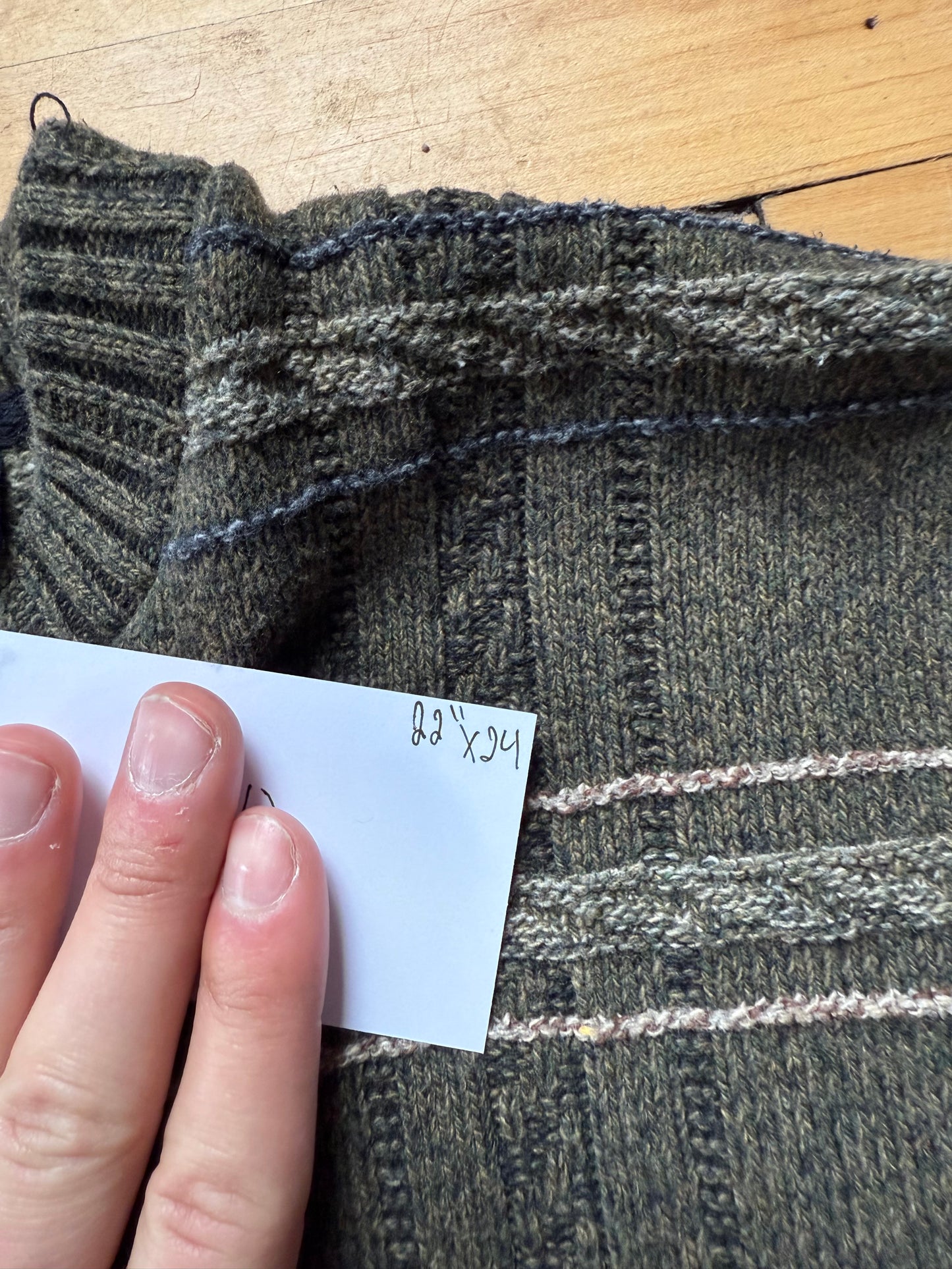 00s Haggar Green Striped Sweater - Medium