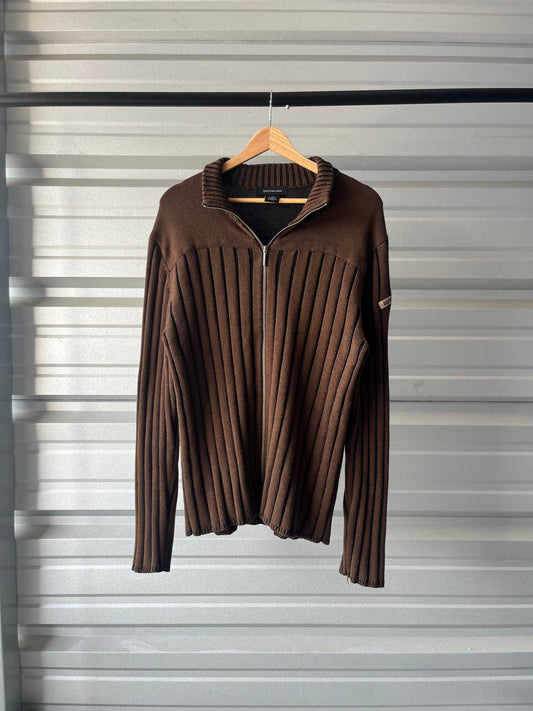 Vintage Calvin Klein Brown Ribbed Sweater - Large