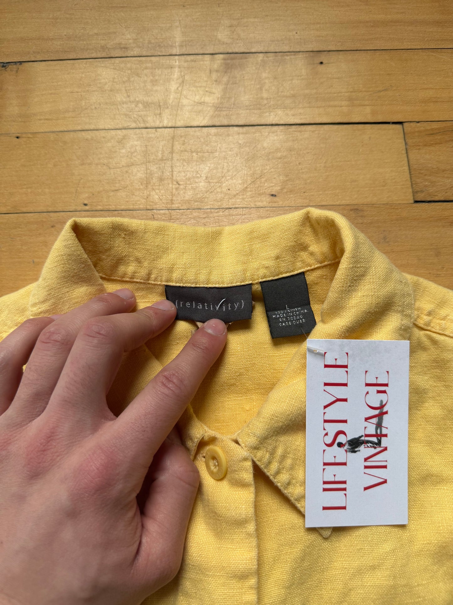00s Relativity Yellow Linen Jacket - Women’s Large
