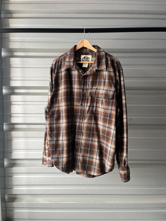 Vintage Brown & Blue Flannel - XL