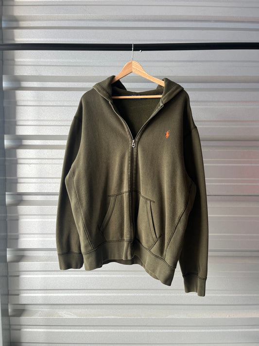 Vintage Polo Ralph Lauren Green Zip Hoodie - XL