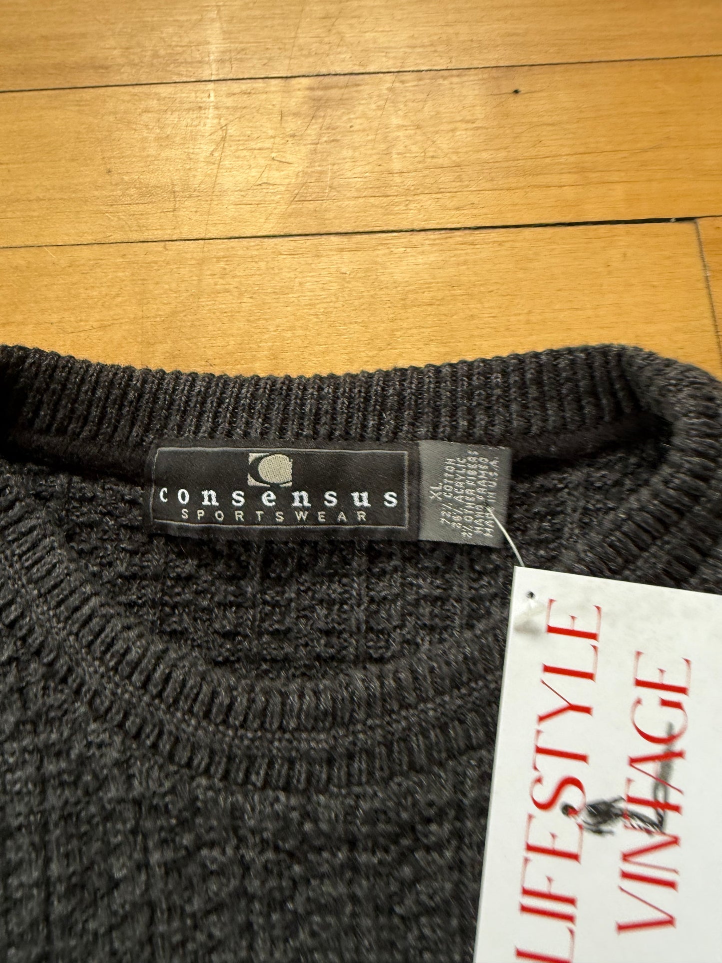 90s Black Knit Sweater - XL