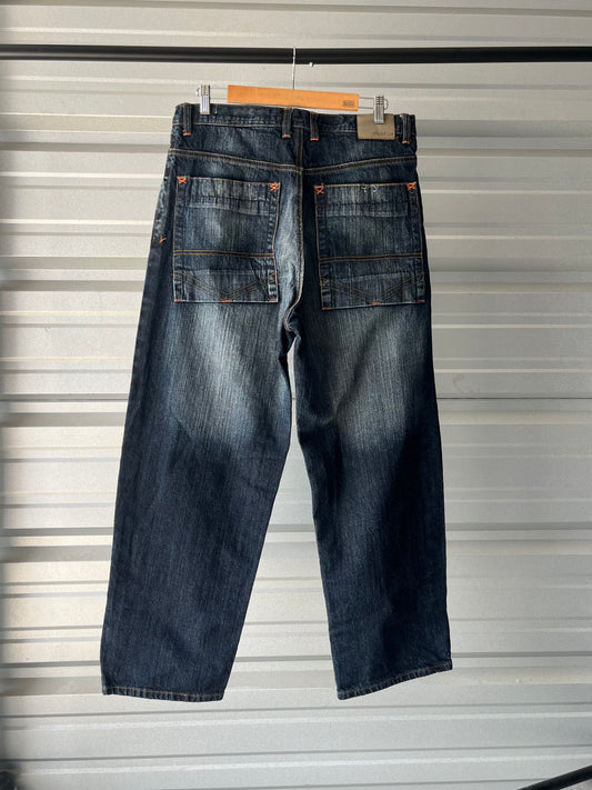 Vintage Royal Blue Washed Baggy Jeans - 34