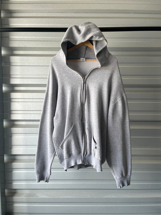 Vintage Russell Athletic Gray Zip Hoodie - XL