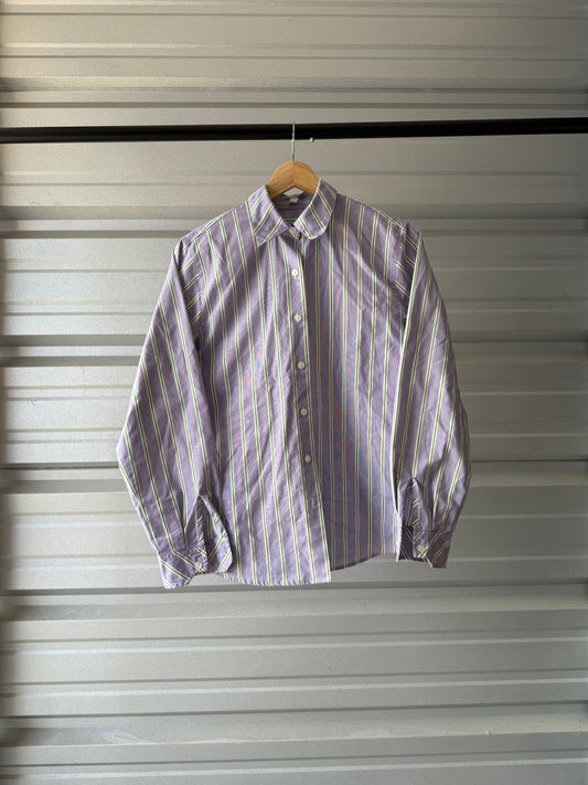 Vintage Purple/Green Striped Button Down Shirt - Small