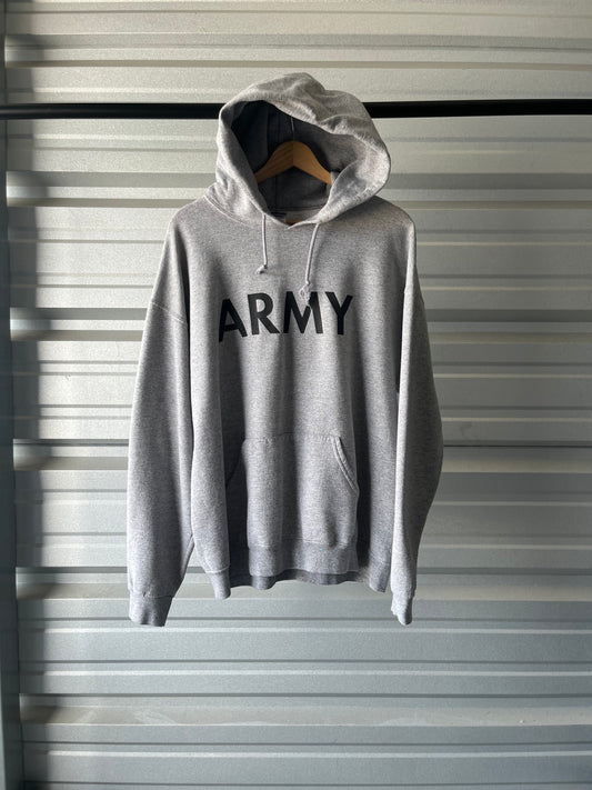Vintage Grey/Black Army Hoodie - XL
