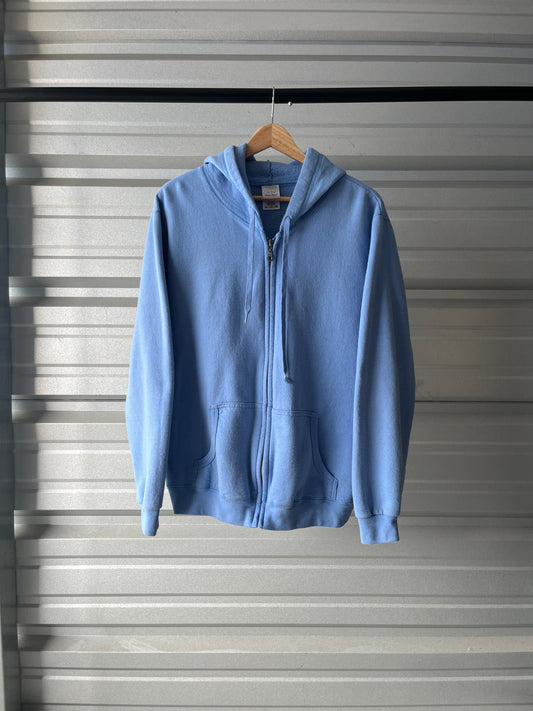Vintage Baby Blue Zip Hoodie - Large