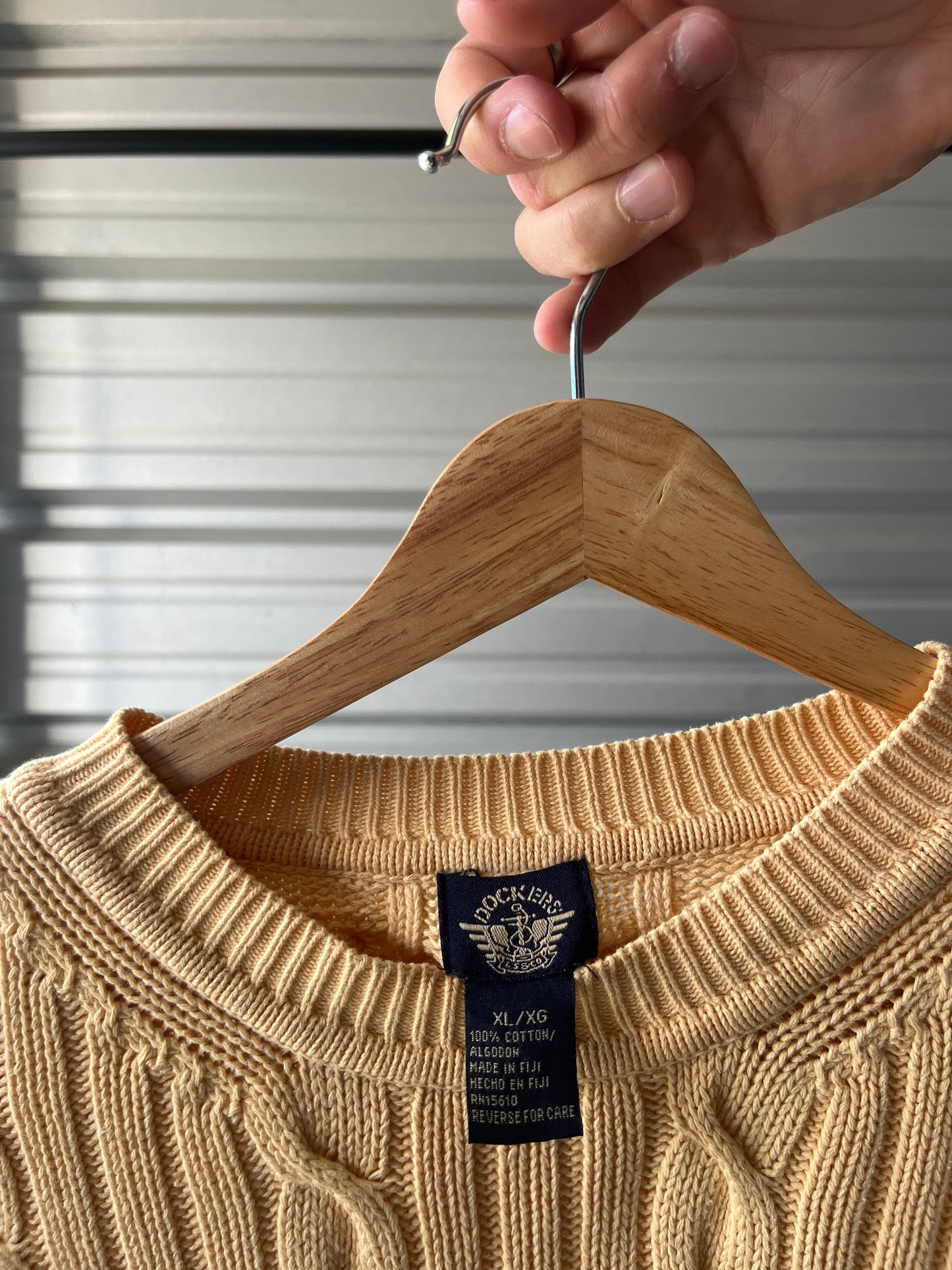 Vintage Yellow Cable Knit Sweater - XL