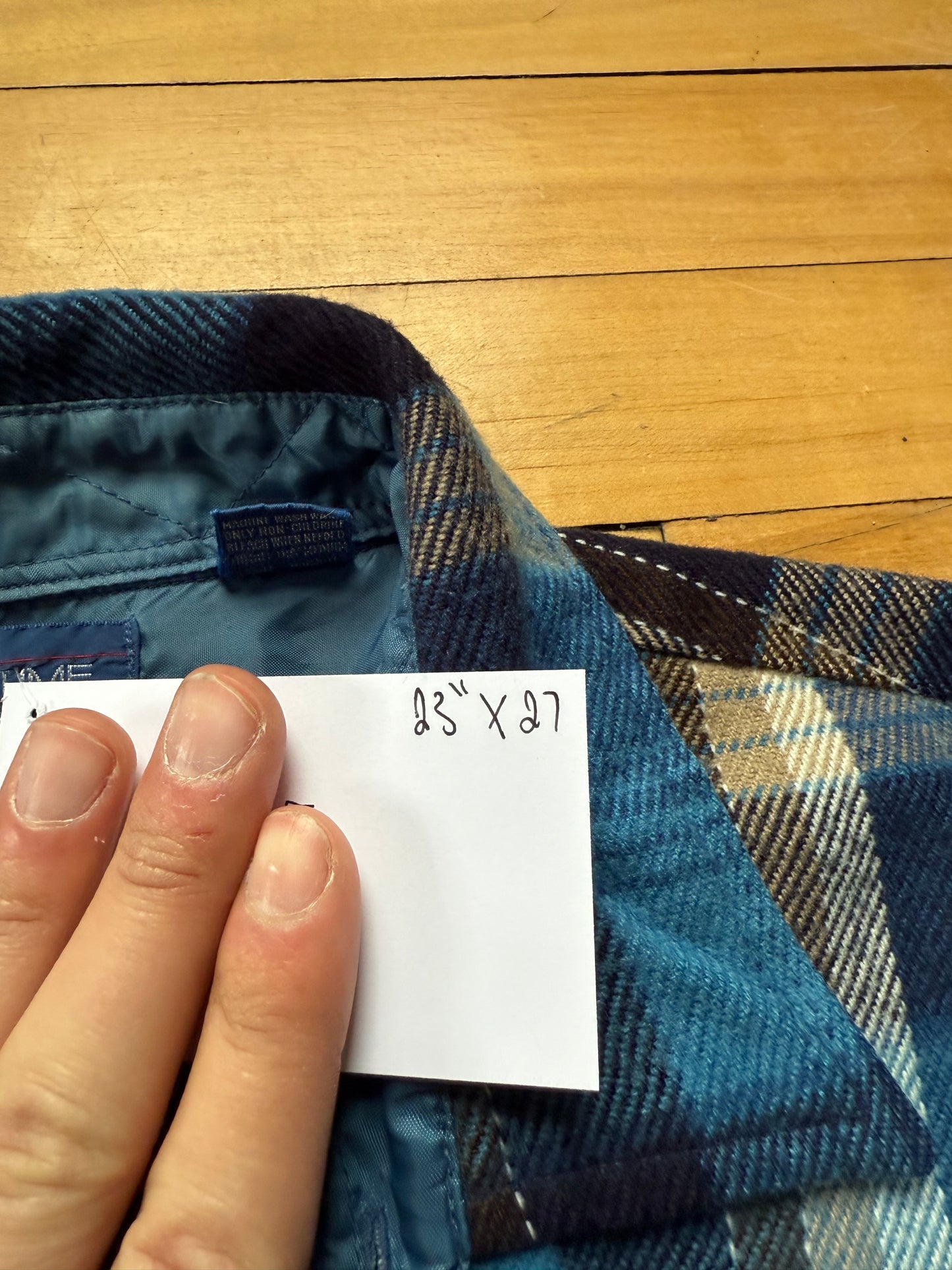 70s Blue Plaid Flannel - Large