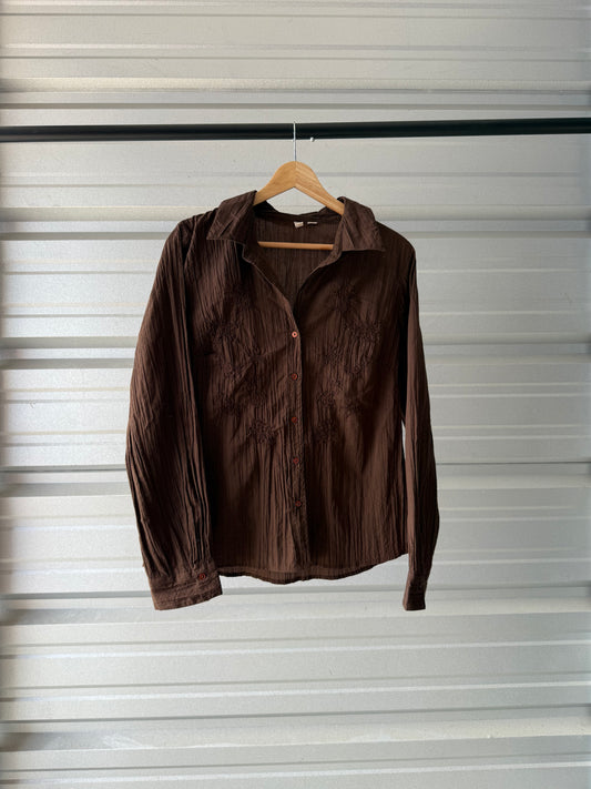 Vintage St. John’s Bay Brown Twisted Button UP - Medium