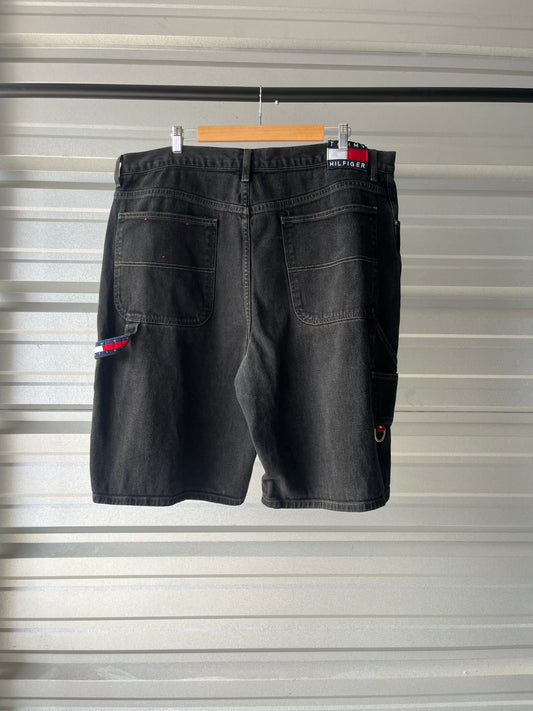Vintage Tommy Hilfiger Black Baggy Denim Shorts - 42
