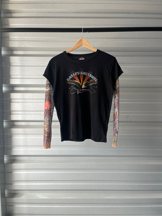 Vintage Harley Davidson Tattoo Sleeve T-Shirt - Medium