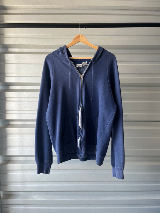 Vintage Faded Blue Zip Hoodie - Large