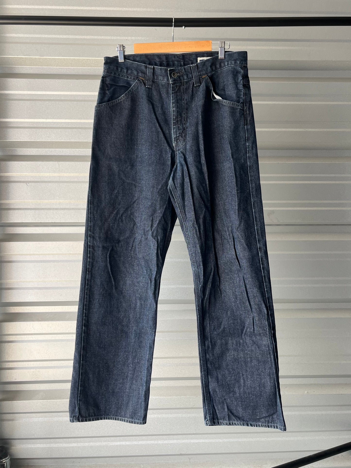 Vintage Dark Wash Denim Workwear Jeans - 34