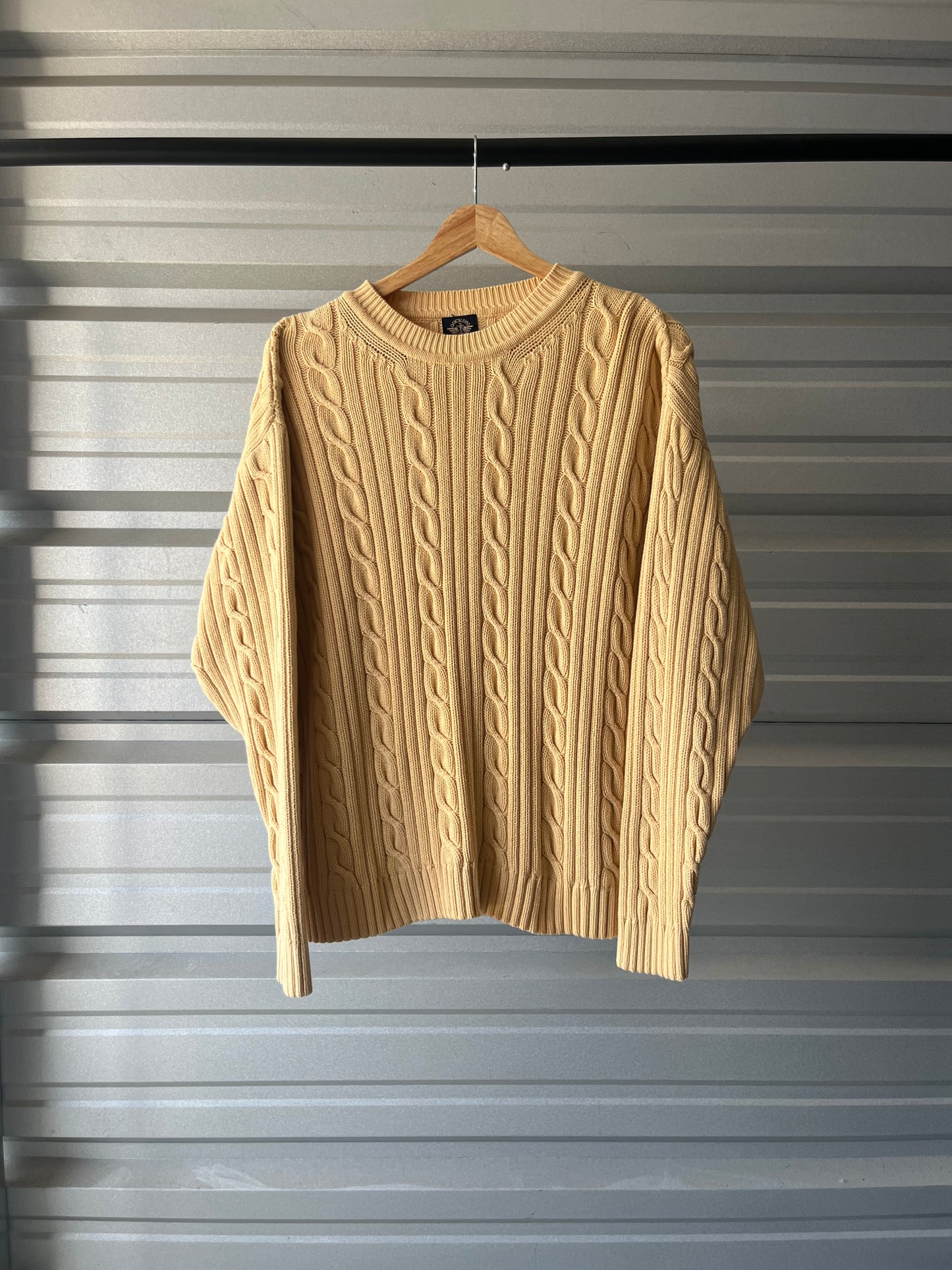 Vintage Yellow Cable Knit Sweater - XL