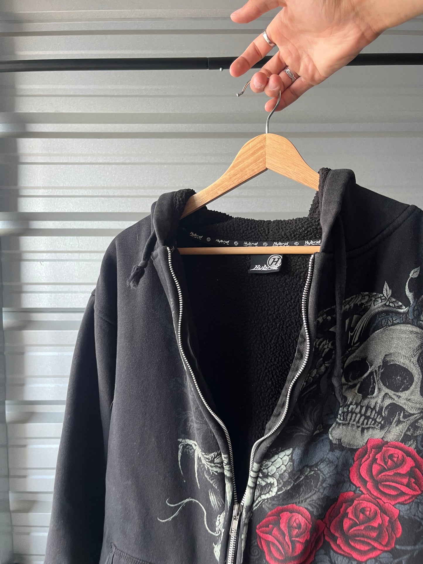 Vintage Hybrid Skeleton Zip-Up Hoodie - Medium