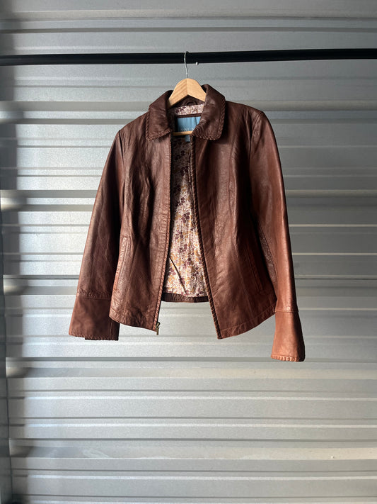 Vintage Nine West Brown Leather Jacket - Small