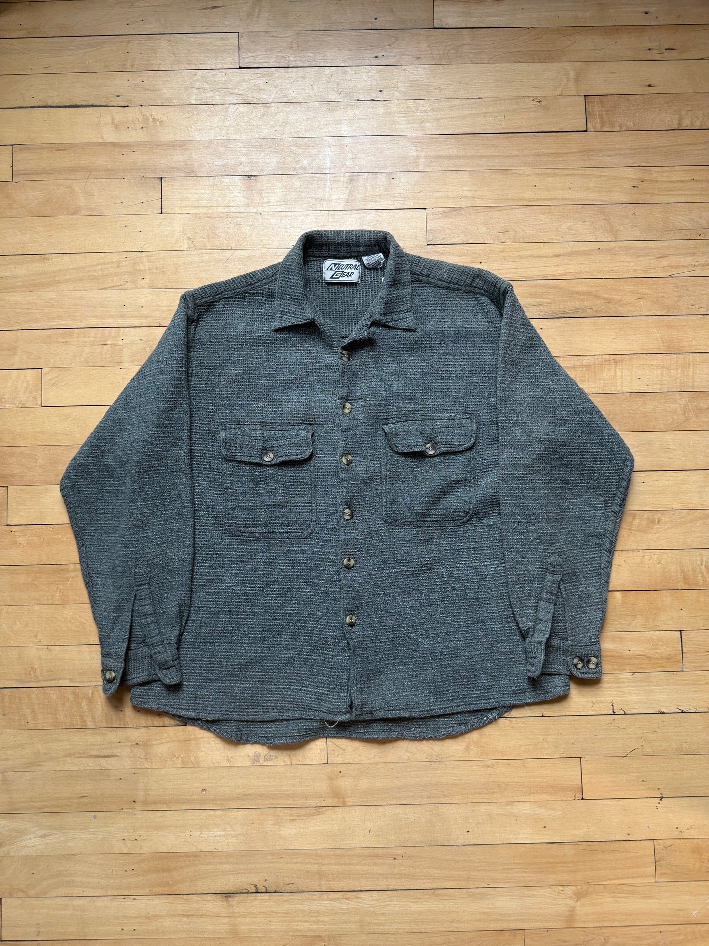 90s Gray Woven Flannel - Large