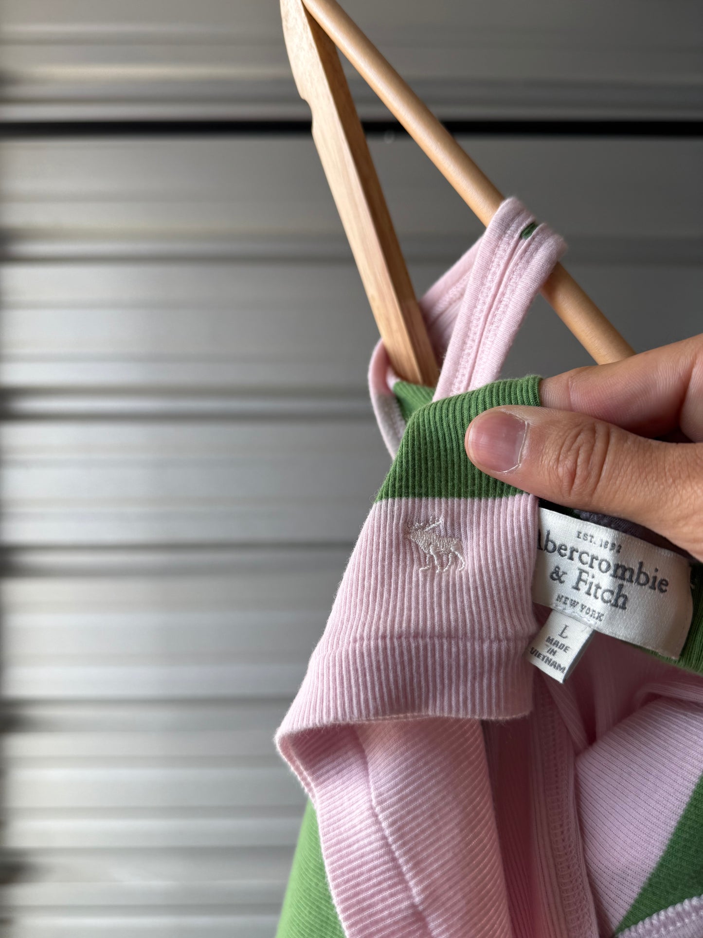 Vintage Abercrombie Pink/Green Striped Tank Top - Large