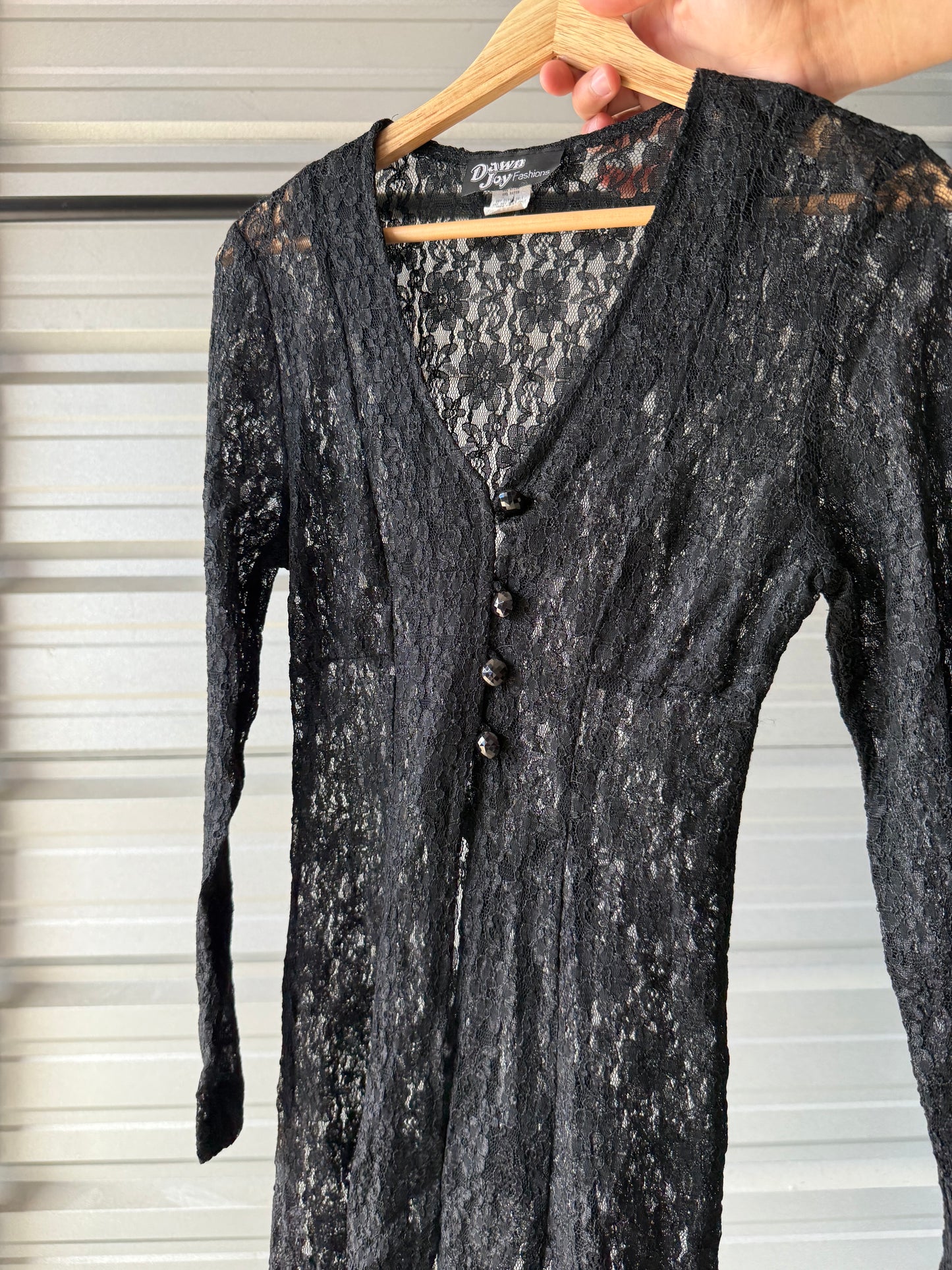 Vintage Dawn Joy Sheer Floral Corset Lace Back Dress - Size 7