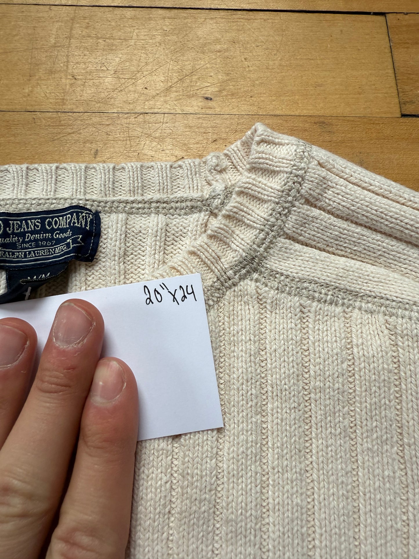 00s Polo Jeans White Ribbed Sweater - Medium