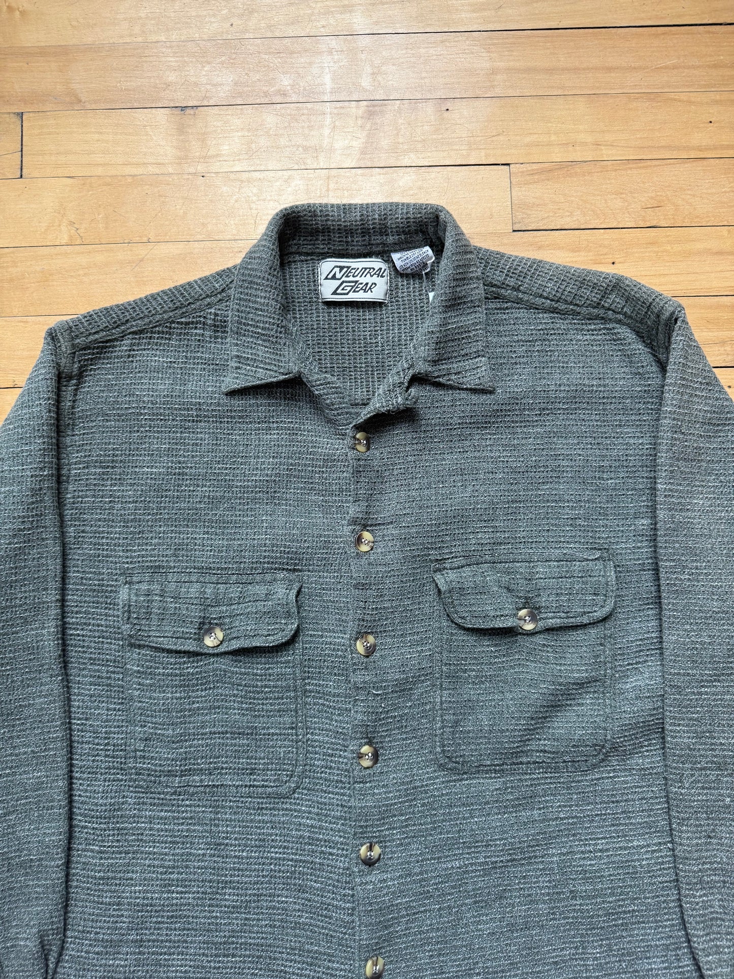 90s Gray Woven Flannel - Large