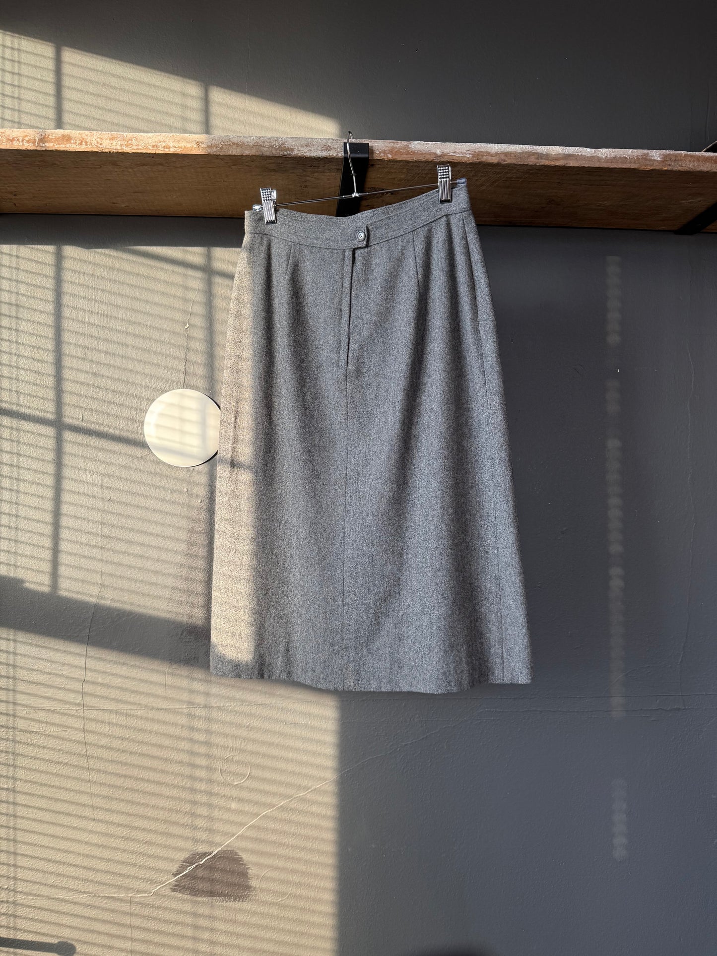 Vintage Gray Wool Pleated Skirt -