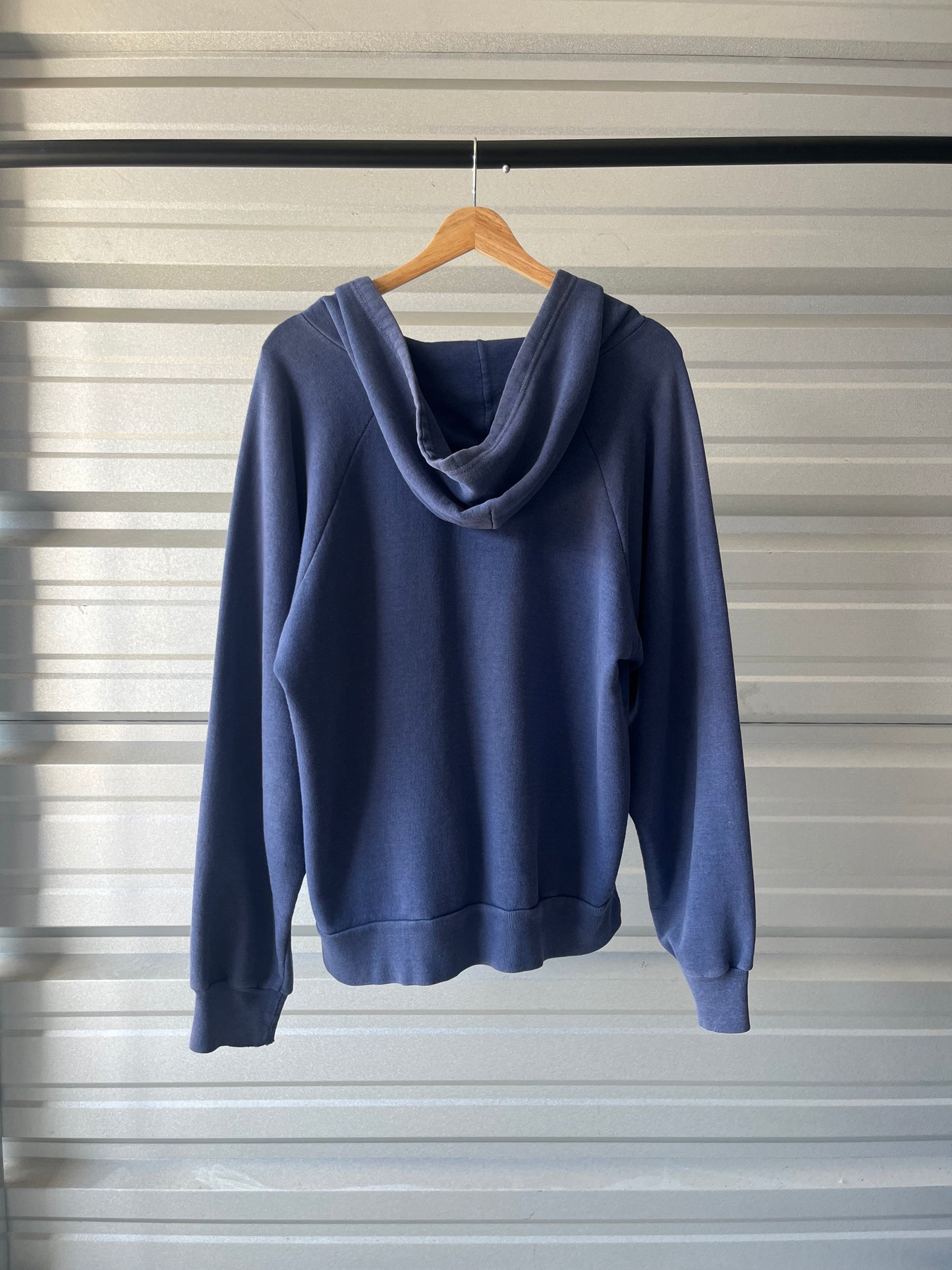 Vintage Faded Blue Zip Hoodie - Large